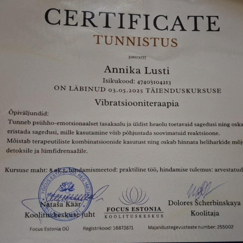 Annika Lusti vibratsiooniteraapia tunnistus — Focus Estonia